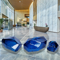 Escultura Artística Moderna de Resina Transparente con Paisaje de Piedra para Hotel, Oficina de Ventas, Villa, Patio, Piscina, Gran Escultura de Piso a Techo