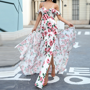 Nouveaux vêtements Boho pour femmes Styles bohèmes robe d'impression de fleurs robe longue sexy pour femmes - Product Image 1
