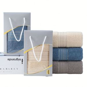 Serviette de toilette carrée en coton épais tissé à séchage rapide, brodée, couleur unie, pour la maison, l'hôtel, avec boîte cadeau personnalisée - Product Image 1