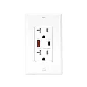 Wholesale USB Wall Outlet Manufacturer US Standard Duplex Receptacle 20A With Quick Charge USB Ports PD20W Type-A &Type-C Outlet