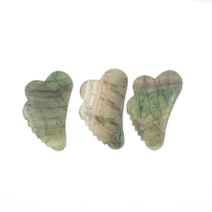 Thérapie d'acupuncture traditionnelle Fluorite arc-en-ciel naturel Gua Sha outils faciaux outil de <span class=keywords><strong>Massage</strong></span> de grattage du corps et du visage avec dent - Product Image 2