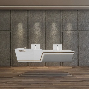 Tùy Chỉnh Phong Cách Hiện Đại Gỗ Rắn Văn Phòng Tiếp Tân Quầy Bàn Thiết Kế Độc Đáo Cho Khách Sạn Vẻ Đẹp Salon Phòng Tập Thể Dục Salon Sử Dụng - Product Image 5