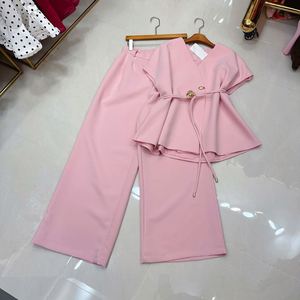 Women's Summer Casual Temperament High-end Belt Suit <b>Vest</b> Wide Leg Pants Set - Product Image 2