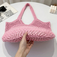 Sac fourre-tout en maille diamantée rose pastel, sac à bandoulière ajouré en filet, sac de festival musical, logo personnalisé, faible MOQ, vente en gros