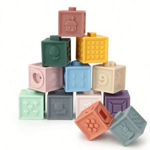 Nouvelle version Jouets éducatifs 12 pièces Blocs de construction souples en silicone à empiler pour bébés et enfants - Product Image 4