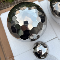 Sphère creuse à facettes en diamant en acier inoxydable pour la maison paysage déco boule disco à haute réflexion pour la décoration de club de fête