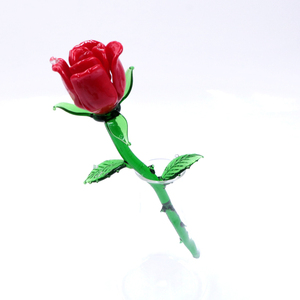Rosa di Vetro Artigianale in Cristallo di <span class=keywords><strong>Murano</strong></span> Colorato, con Stelo Lungo, per Decorazione Casa - Product Image 4
