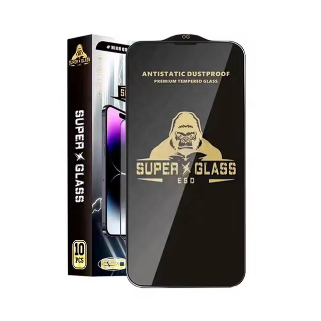 ESD Full Cover Explosion Proof Tempered Glass 9H Hardness HD Clear Anti-Fingerprint Black King Mobile Phone Screen Protector