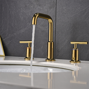 Wholesale Price Brass Gold Three Holes Basin Dual Handle Bathroom Wash Basin Tap Faucet - Product Image 4