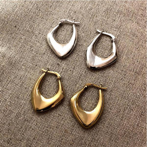 Orecchini a Cerchio Geometrici E2370 in Lega di Zinco, Gioielli Unisex alla Moda Placcati Oro Senza Pietra Principale - Product Image 5