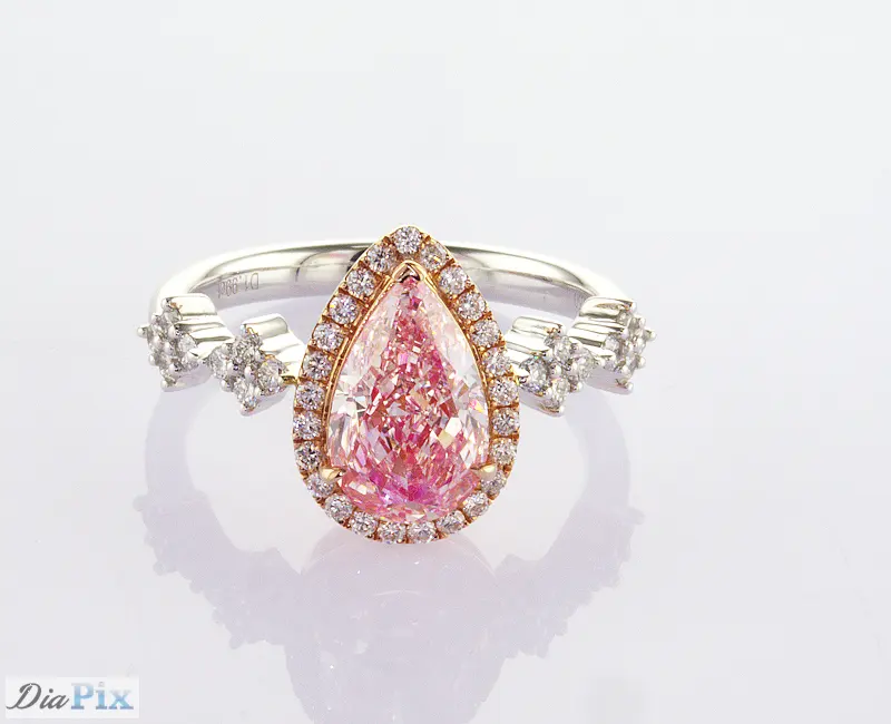 Cổ Điển Quầng Nhẫn Tổng 2.31ct Lê Cắt Ưa Thích Màu Hồng Phòng Thí Nghiệm Grown Kim Cương IGI Chứng Nhận Phụ Nữ Nhẫn Cưới