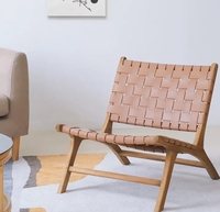 Nouvelle Arrivée Chaise de Salle à Manger Minimaliste en Bois Massif avec Dossier en Cuir de Selle, Mobilier de Maison Rafraîchissant