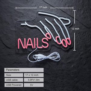 Nail salon neon LED indoor hanging USB powered wall decoration shop <b>sign</b> indicator light ambient light luminous <b>sign</b> 5V 12V - Product Image 4