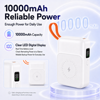 Batería Externa Magnética Personalizada de 10000 mAh, Carga Rápida de 22.5 W, Carga Inalámbrica de 15 W, Paquete de Batería Portátil con Cables de Carga Integrados