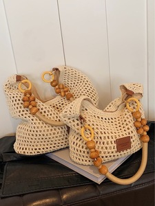 Bolso de playa tejido a crochet, bolso de hombro de punto hueco, bolso de gran capacidad para vacaciones de verano, bolso de mano para mujer - Product Image 1