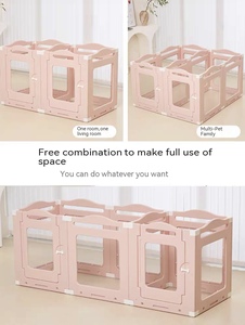 Clôture pour animaux de compagnie en panneaux transparents HDPE + acrylique, clôture pour animaux de compagnie avec roulettes, verrouillage en forme d'os, convient aux chiens de petite et moyenne taille - Product Image 2