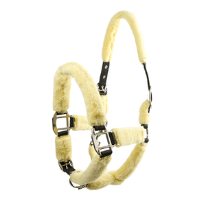 Cabestro de cuero suave con forro de piel para caballo, estilo inglés, con herrajes de latón de primera calidad, hecho de material PP. - Product Image 4