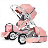 Poussette pliable à quatre roues en alliage d'aluminium à vue dégagée pour nouveau-né, siège bidirectionnel, position couchée, multifonctionnelle, deux en un