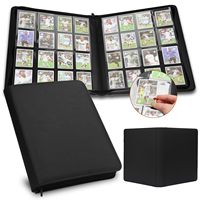 En gros, Classeur de collection de cartes TCG et de cartes à collectionner de jeu, grande capacité, noir, avec fermeture éclair, en PU16, motif quadrillé Palace, à feuilles mobiles pour jeux de société