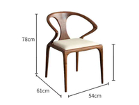 Chaise de salle à manger minimaliste de style chinois en bois de bouleau massif, accoudoirs et dossier en mousse haute densité, design multifonctionnel pour la maison