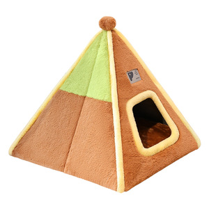 New style pet triangular cat <b>bed</b>, winter warm tent <b>bed</b>, enclosed pet house, cat villa, cross-border - Product Image 1