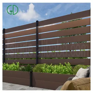 GD棕色发光二极管灯现代花式diy铝装饰花园方管木塑复合栅栏8 10英尺6英尺
