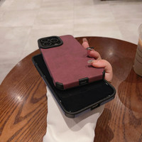 Étui de téléphone arrière en cuir de mouton à quatre côtés antichoc pour Iphone 16 Pro 15 Plus 14 Pro Max 13