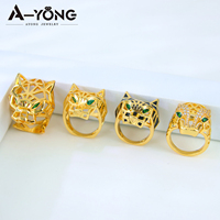 Ayong bijoux classique 22k plaqué or Non ternir anneau dubaï luxe Zircon tête de léopard bijoux anneaux pour dame