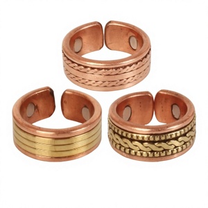 Bague en cuivre et laiton incrustée de métaux, double aimant, pour thérapie interne, bio-énergie, soulagement de l'arthrite et des douleurs articulaires, bague d'équilibre et de guérison - Product Image 1