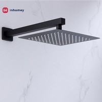 Pommeau de douche haute pression noir mat 10 pouces carré, économiseur d'eau, en acier inoxydable, pour salle de bain