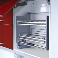 Panier coulissant vertical pour tiroir de cuisine, organisateur de placard à 2 niveaux, collecteur de condiments pour cuisine