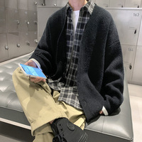 Dünner Strick-Cardigan für Herren, lockerer V-Ausschnitt, lässiger Studentenpullover, leichter Herbst-Alltagsmantel