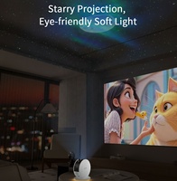 Mini projecteur LED USB avec applications intégrées, système Android 14, 260 ANSI, WiFi, vidéo, veilleuse, étoile de Noël, lampe d'ambiance pour plafond