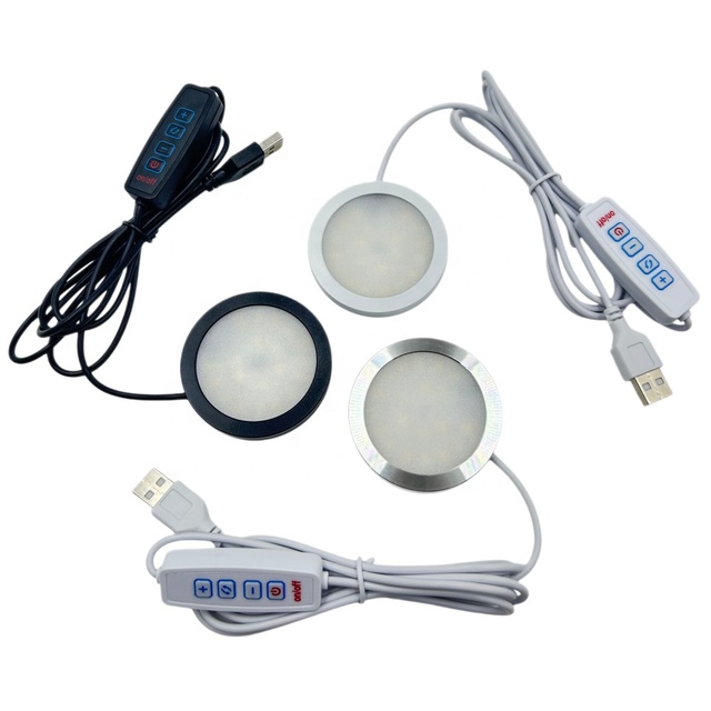 3D Printing Model LED Light 5V Ultra-Thin Puck Light Tri-Color Dimmable USB Adjustable LED Light DIY for Bambu Lab Led Lamp Kit