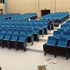 <span class=keywords><strong>Chaises</strong></span> d'auditorium pliables en tissu bleu moderne avec tableaux <span class=keywords><strong>de</strong></span> <span class=keywords><strong>table</strong></span> adaptés aux hôtels, écoles, salles <span class=keywords><strong>de</strong></span> conférence, cinémas et églises - Product Image 5