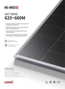 Panneaux solaires photovoltaïques monocristallins bifaciaux demi-cellules argentés Hi-MO 9 LR7-72HYD 625-660W double vitrage, efficacité 24,4% - Product Image 4