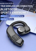 Headset Nirkabel V5.5 dengan Pengait Telinga, Layar LED Digital Penunjuk Daya, Peredam Kebisingan ENC, Pengisian Daya Tipe-C, untuk Panggilan Bisnis