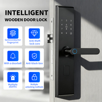 Serrure de porte intelligente WiFi Tuya pour porte en bois, en alliage d'aluminium, avec clavier à empreintes digitales, pêne dormant, application Tuya Ttlock Cloud pour la sécurité de la maison intelligente