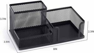 Desk Pen & Pencil Organizer - Mesh Metal Pen Cup with <b>Sticky</b> <b>Notes</b> Holder - Product Image 4