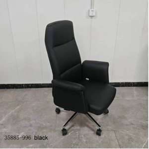 Premium Black Leather Office Chair With Waterproof Swivel And Ergonomic <b>Desk</b> Seating For Home Office Comfort - Product Image 3