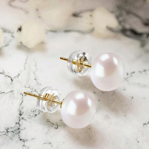 Boucles d'oreilles clous PAVOI en or 14 carats avec perles de culture d'eau douce blanches rondes - 5,5-6 mm Chine - Product Image 6