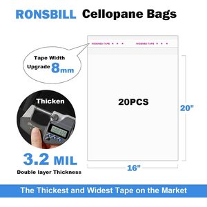 Bolsas de celofán transparentes autosellables de 3.2 mil de grosor, 20 unidades, bolsas de plástico resellables para almacenamiento en fiestas - Product Image 2