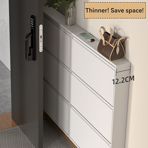 Porte Simple Petit Ménage Mur Étroit Armoire D'entrée Grande Capacité De Stockage Acier Flip Seau Ultra Mince Armoire À Chaussures - Product Image 6