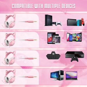 Auriculares para Juegos <span class=keywords><strong>ONIKUMA</strong></span> X11 con Orejas de Gato Desmontables, RGB, Reducción de Ruido, Auriculares Supraaurales - Product Image 4