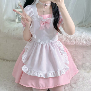 Vestido de Lolita Estilo Maid Rosa y Blanco con Delantal, Disfraz de Cosplay de Anime para Mujer, Juego de Rol, Primavera 2025 - Product Image 1