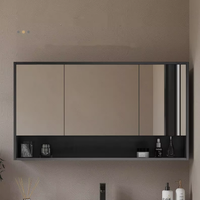 Meubles de salle de bain d'hôtel modernes et luxueux, résistants à l'eau, avec miroir LED intelligent argenté, vasque miroir suspendue en bois massif