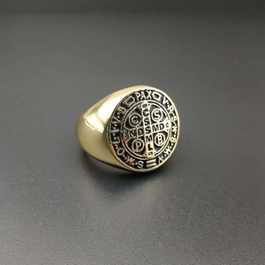Manufacturer Wholesale Price Exorcism Cross Letter <b>Titanium</b> Steel Vintage Men's <b>Ring</b> - Product Image 3