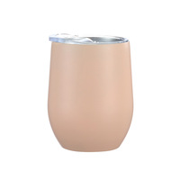 Gobelet à vin en acier inoxydable à double paroi de luxe en or rose 12 oz, verre à champagne sans pied en forme d'œuf de 12 oz avec couvercle coulissant