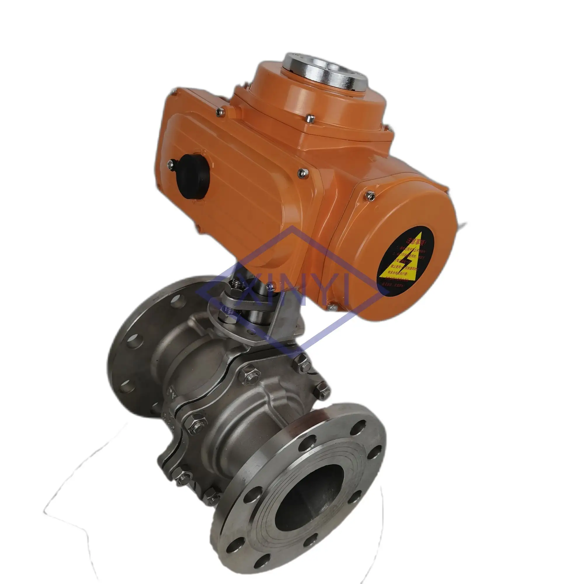 Flange Type AC220V 4-20mA Electric Actuator Floating O-Ball Shut-off Type Ball Valve