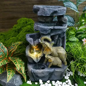 Hot Sale <strong>Elephant</strong> Water Fountain with LED Lights, Resin Indoor Waterfall <strong>Decor</strong> for Home Office Feng Shui - Product Image 3